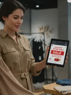 Woman finding exclusive deals for sustainable fashion and home decor in 2025