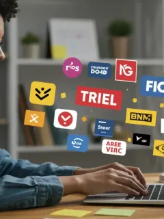 Person optimizing 3-month free trials on a laptop in 2025