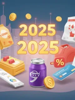 Illustration of loyalty cards and savings symbols over lifestyle products for 2025