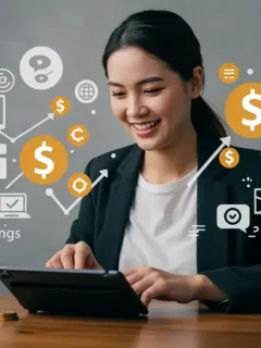 Person saving money with free trial programs on digital services