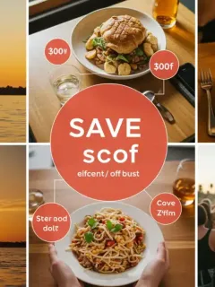 Diverse lifestyle experiences with overlaid savings icons