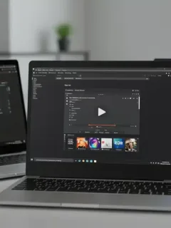 Three budget laptops under $500 for 2025, showcasing their screens and keyboards on a desk.