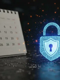 Digital padlock representing data security against a circuit board, symbolizing new data privacy regulations enforced from Q3 2024 and steps for 2025.