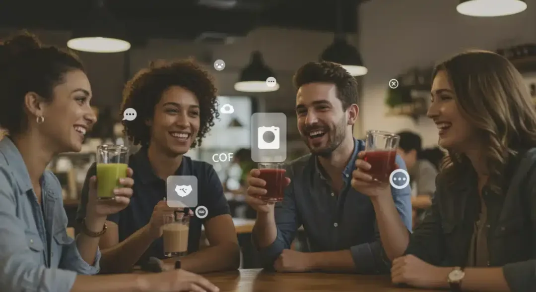 Diverse group enjoying benefits of loyalty programs in a cafe