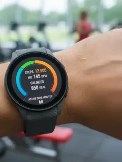 ABC Fitness Tracker 2026 on wrist displaying health data