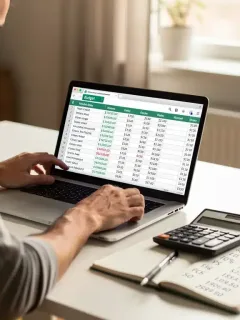 Detailed budget spreadsheet on laptop for 2026 lifestyle overhaul