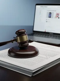 Gavel and laptop symbolizing federal consumer protection bill for online shopping rights