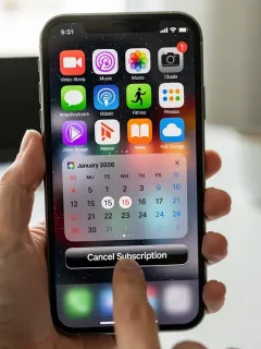 Smartphone displaying subscription apps and January 2026 calendar for new regulations