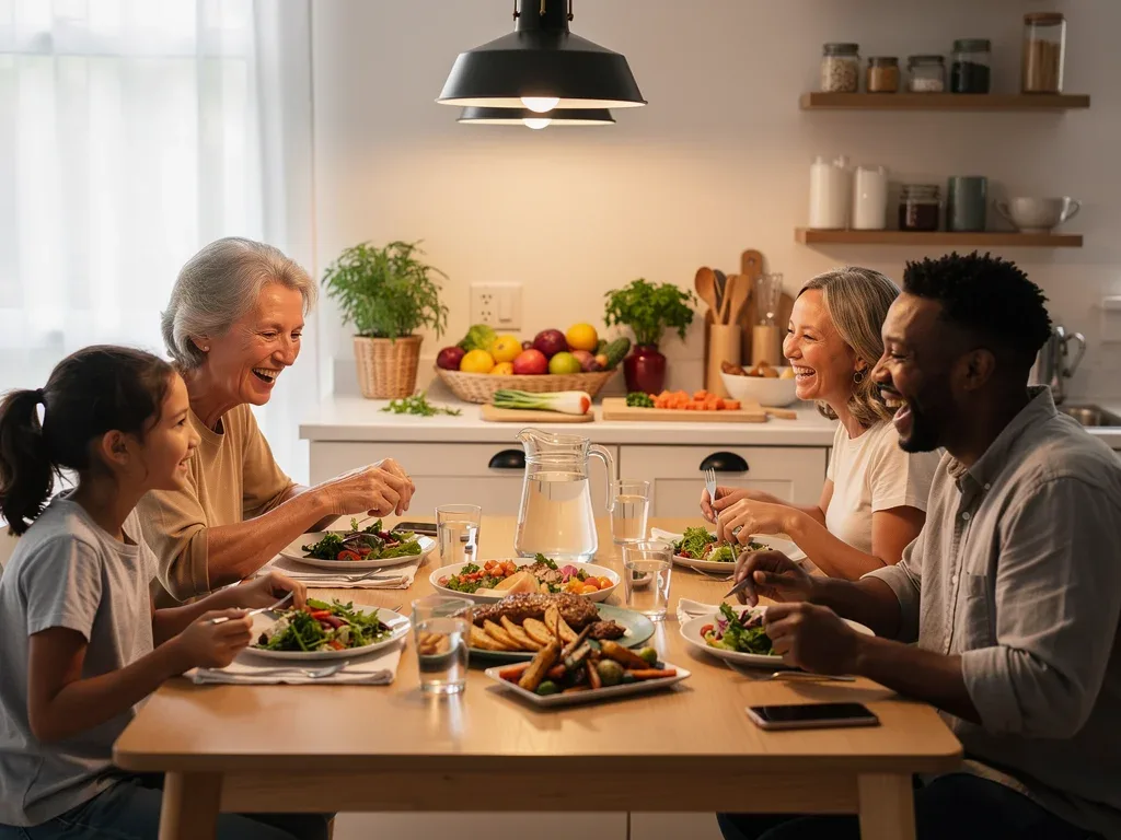 Family enjoying home-cooked meal