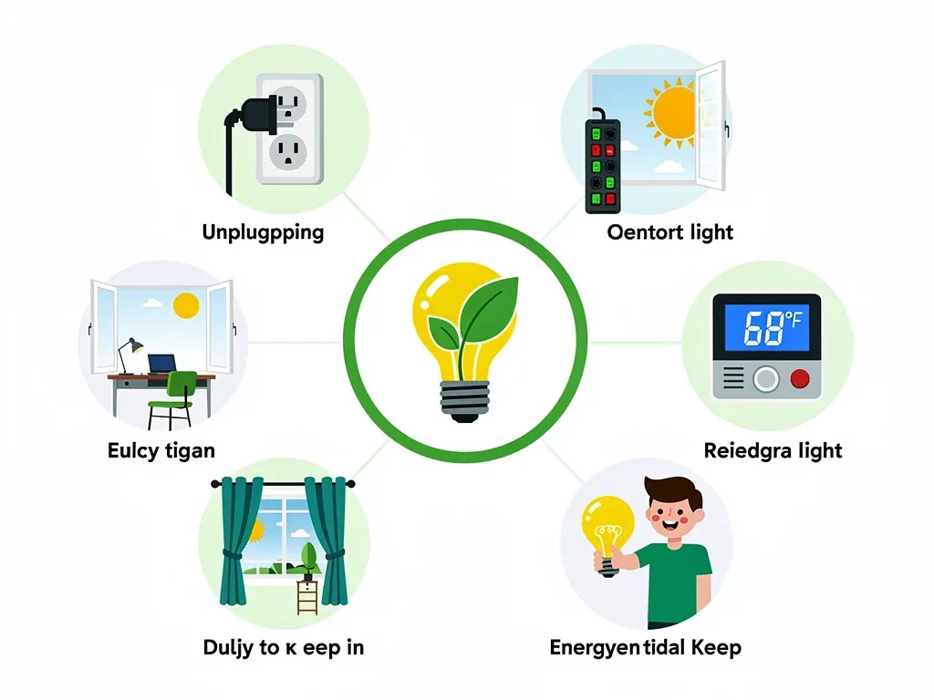 Visual guide to daily energy saving habits at home
