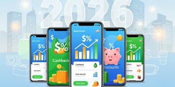 Cutting-edge lifestyle savings apps for 2026, showing digital interfaces on smartphones with savings indicators.