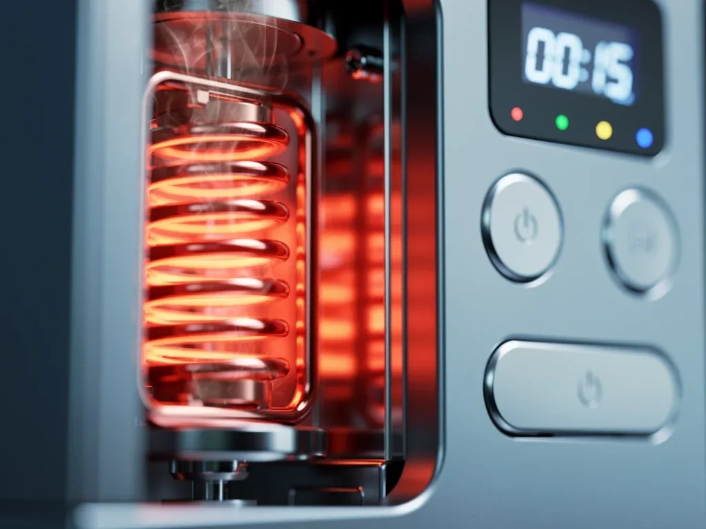 Internal view of a rapid-heating thermal block in an espresso machine.