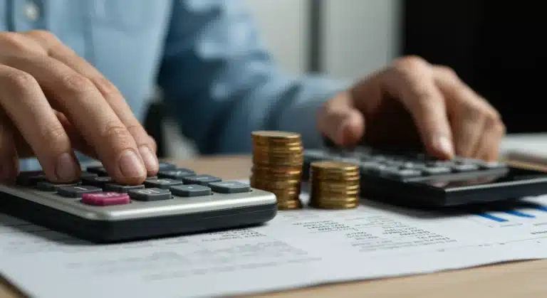 Calculator and coins representing 2025 Social Security COLA increase