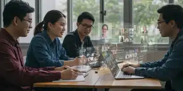 U.S. university students actively participating in a modern online learning environment, showcasing digital tools and collaborative platforms.