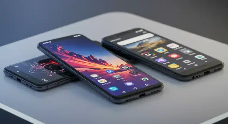 Three modern mid-range smartphones under $500, showcasing performance and camera quality in 2025.