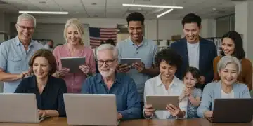 2025 Government-Backed Free Trials: Digital Services Update Diverse individuals accessing digital services on various devices, symbolizing government-backed free trials.