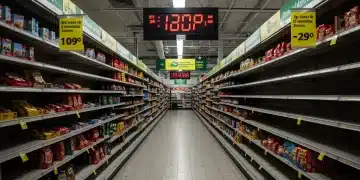 Shopping cart with distressed consumer looking at high grocery prices