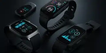 Three modern wearable fitness trackers showcasing their advanced features for health monitoring