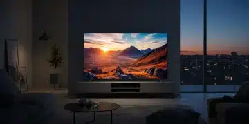 Modern living room with a budget 4K smart TV displaying vibrant content