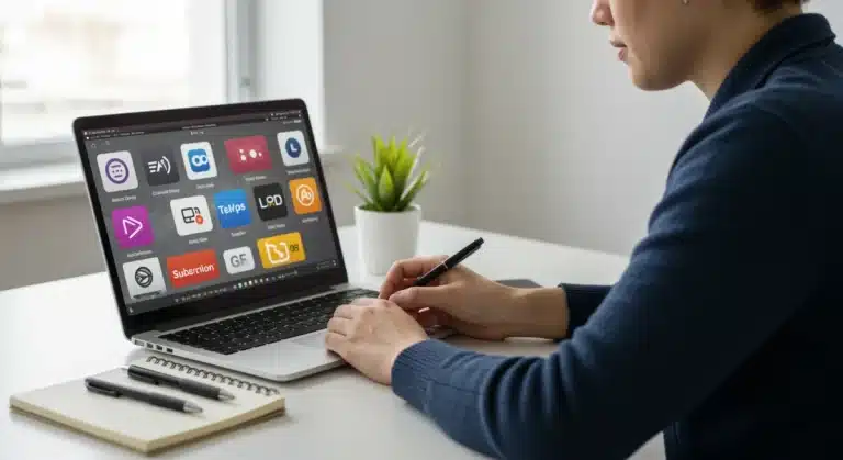 Strategic planning on a laptop to maximize free trial benefits in 2025