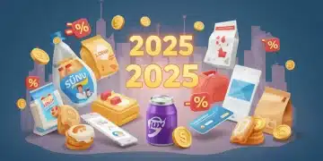 Illustration of loyalty cards and savings symbols over lifestyle products for 2025
