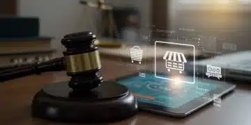 Federal Consumer Protection Act 2026: Online Shopping Guarantees Gavel on tablet symbolizing new federal consumer protection act for online shopping