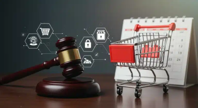 Illustration of new federal consumer protection laws for online shopping in 2025