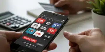 Smartphone displaying free trial offers with a credit card, symbolizing financial savings