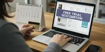 Free Trial Programs: Sign Up & Cancel Seamlessly in 2026 Organized person managing free trial subscriptions on a laptop, calendar, and credit card