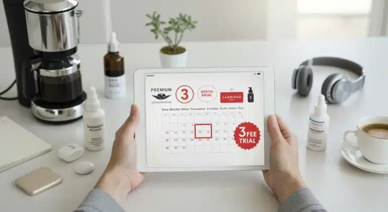 Person maximizing free trials for premium lifestyle products