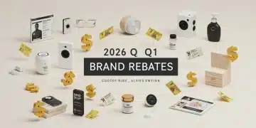 Illustration of premium lifestyle goods with rebate coupons for 2026 Q1 savings.
