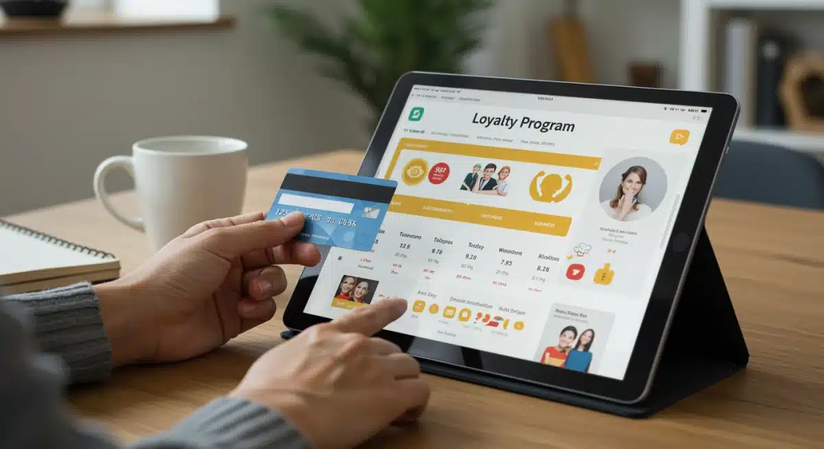 Person analyzing loyalty program dashboard on a tablet