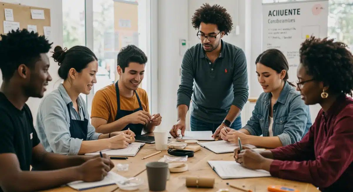 Community workshop with participants engaging in a hands-on learning experience.
