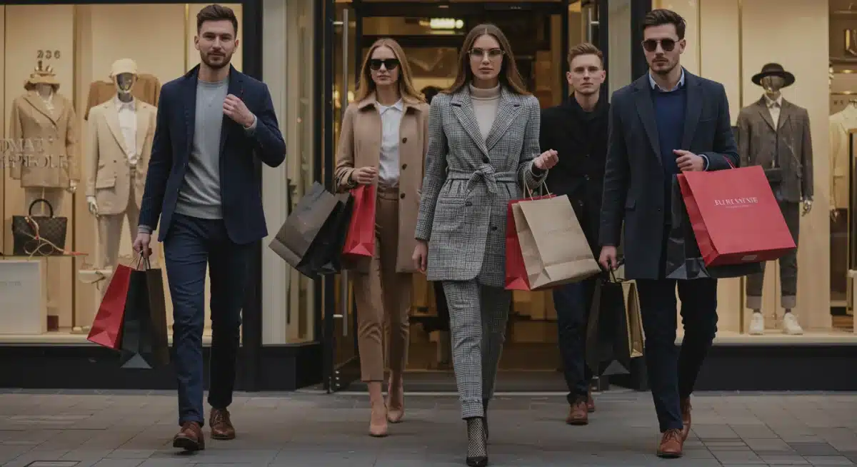 Shoppers with bags after accessing private sales