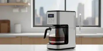 Sleek high-end coffee maker brewing in a modern kitchen