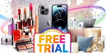 Collage of free lifestyle product trials available in the US for 2026, featuring diverse items.