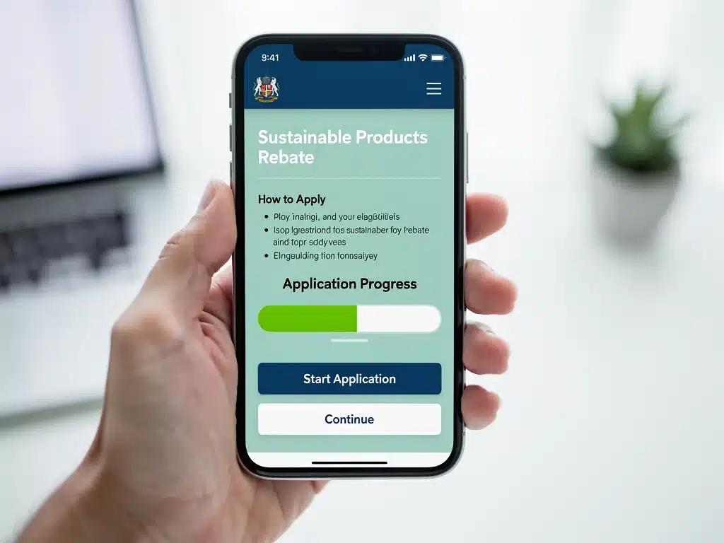 Applying for sustainable product rebates online through a government portal.